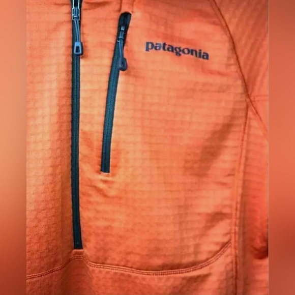 Patagonia R1Orange Long Sleeve Zipped Pocket Pullover Jacket Men Size Small - Picture 4 of 6